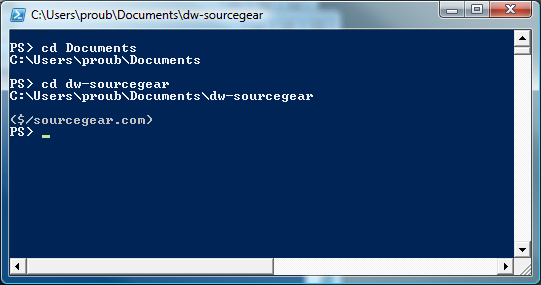 PowerShell prompt showing Fortress SCC mapping to current directory